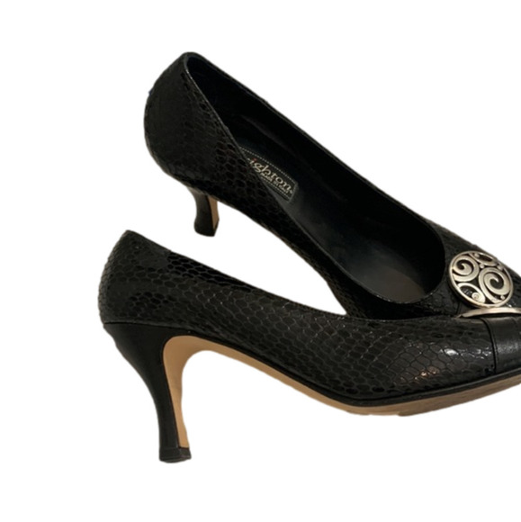 Brighton Python leather black heels like new size 7 made in Italy - Picture 5 of 10